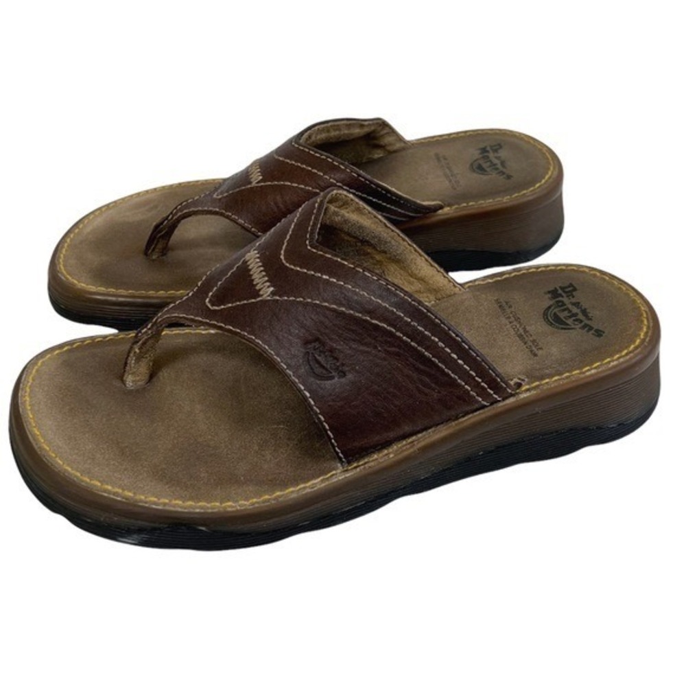 Dr. Martens Mens Vintage Brown Leather Thong Flip Flop Sandals AirWair 10 Size 8